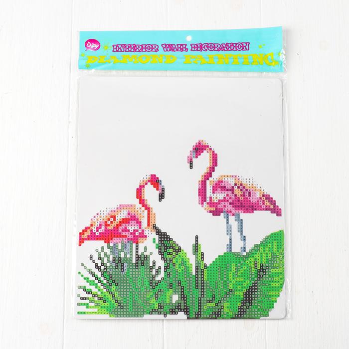 Алмазная вышивка с частичным заполнением «Пара фламинго в листьях», с подставкой, размер картины: 21 × 25 см  - 2