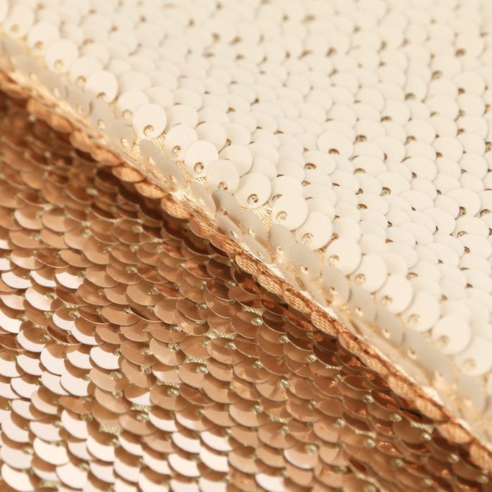 Ткань с пайетками «Молочная-золотая», 33 × 33 см 