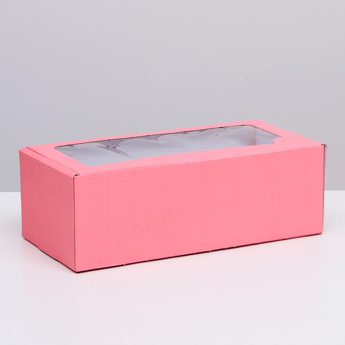 Коробка для кукол самосборная, с окном, коралловая, 16 х 35 х 12 см 
