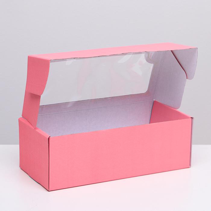 Коробка для кукол самосборная, с окном, коралловая, 16 х 35 х 12 см 