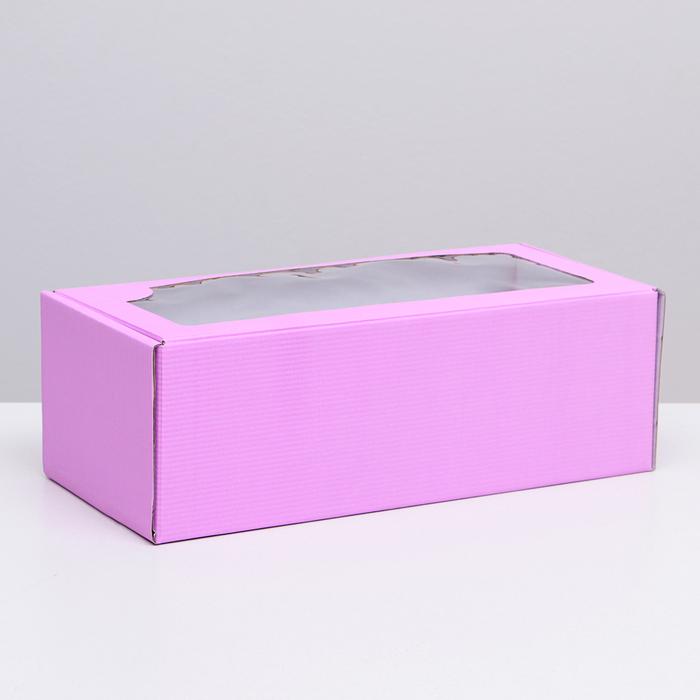 Коробка для кукол самосборная, с окном, розовая, 16 х 35 х 12 см 