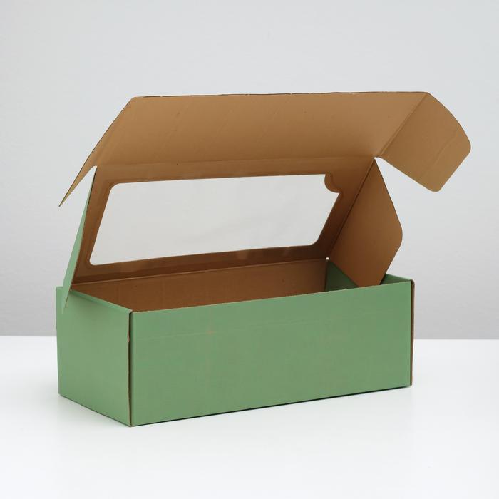 Коробка самосборная, с окном, мятная, 16 х 35 х 12 см     - 1