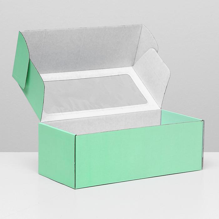 Коробка самосборная, с окном, салатовая, 16 х 35 х 12 см   - 1