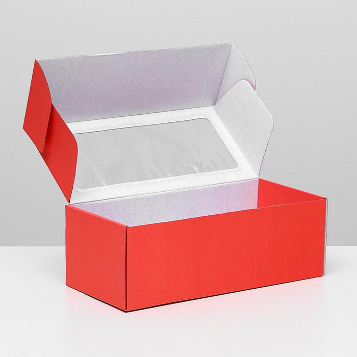 Коробка для кукол самосборная, с окном, алая, 16 х 35 х 12 см  - 1