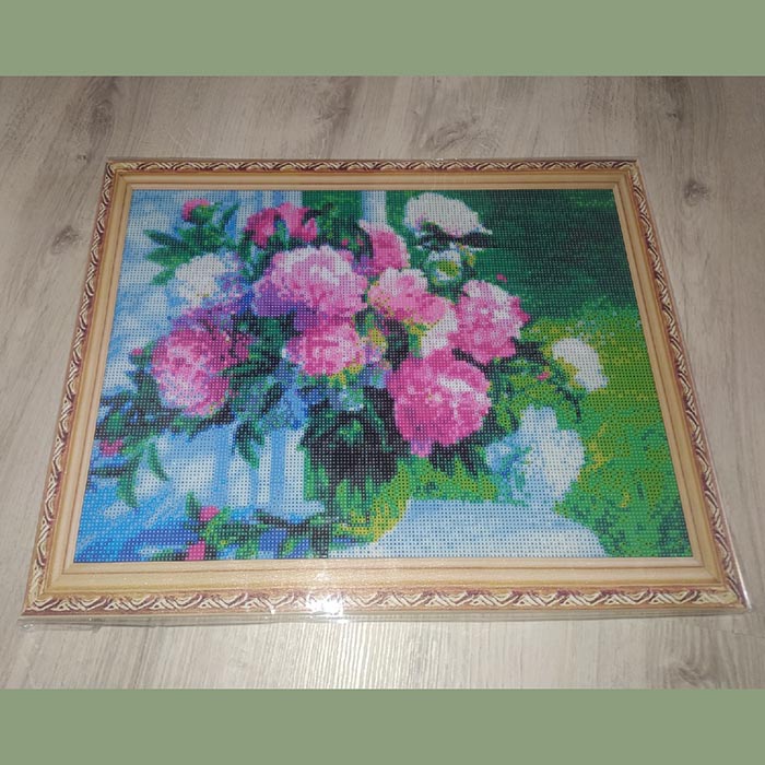 Алмазная мозаика с подрамником, полное заполнение, 40×50 см «Садовые пионы»  (3) - 1