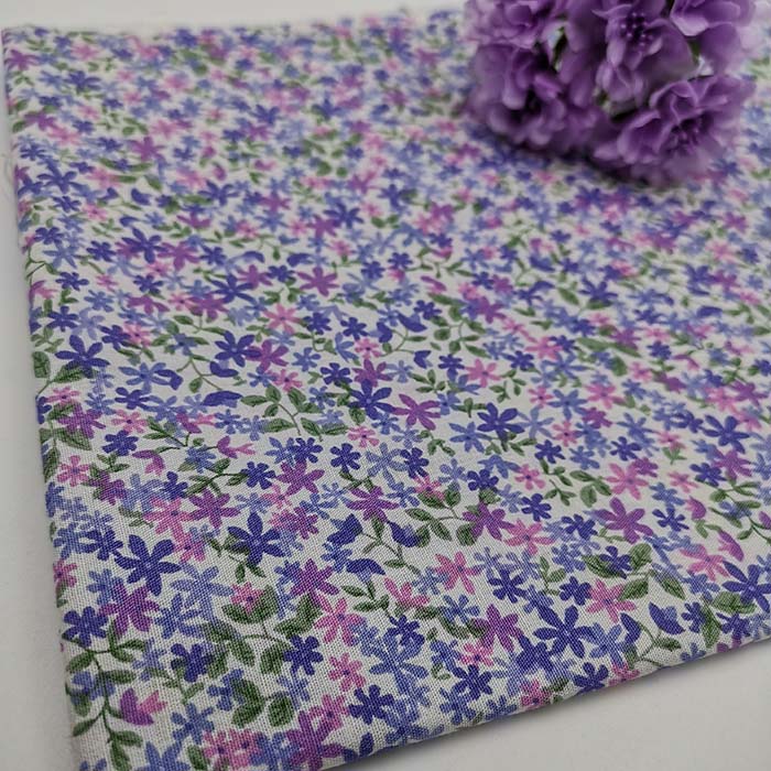 Ткань с мелким принтом сиреневые мелкие цветочки, хлопок , Европа