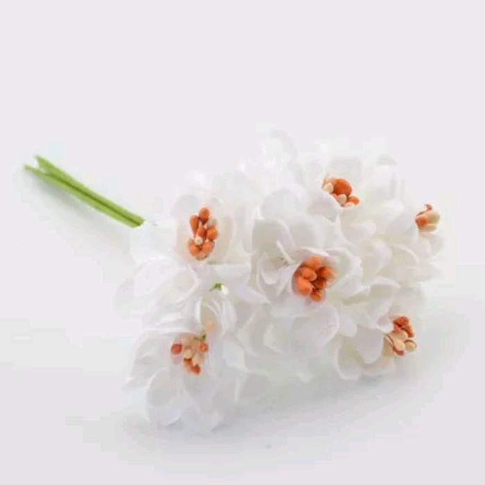 Букет цветов из ткани "Белый", размер головки 2 см   