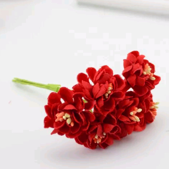 Букет цветов из ткани "Красный", размер головки 2 см    