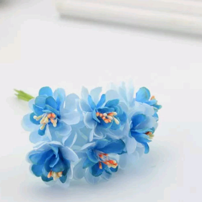 Букет цветов из ткани "Голубой градиент", размер головки 2 см    