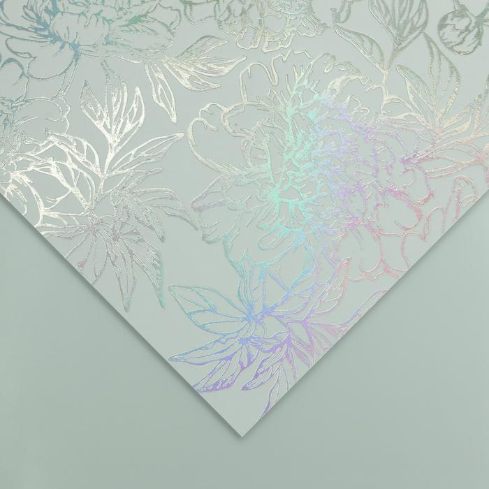 Бумага для скрапбукинга с голографическим фольгированием «Цветочные мечты», 20 × 21.5 см, 250 г/м  - 1