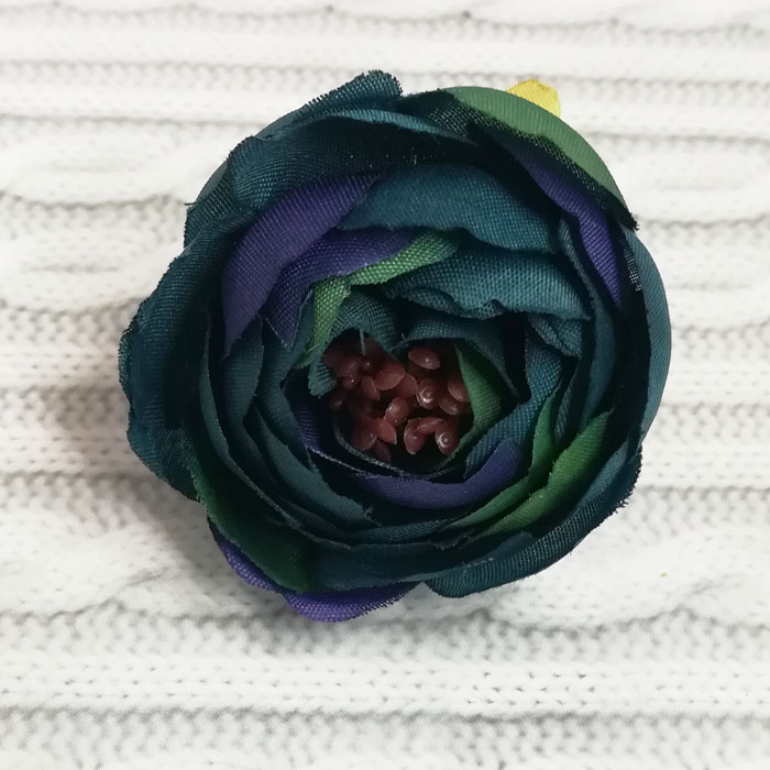 Тканевый цветок, пион "Сине-зеленый градиент", 4 см   