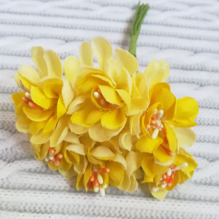Букет цветов из ткани, желтый градиент, размер головки 2 см