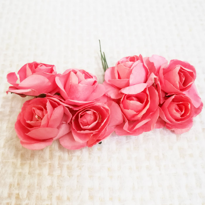 Букет бумажных роз кораллового цвета,3 см   