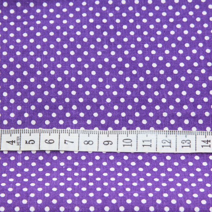 Ткань "Мелкий белый горошек на фиолетовом фоне"    