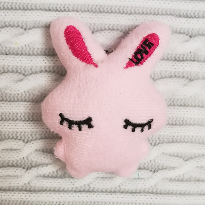 Игрушка для кукол "Зайчик нежно-розовый с вышивкой",7.5 см    