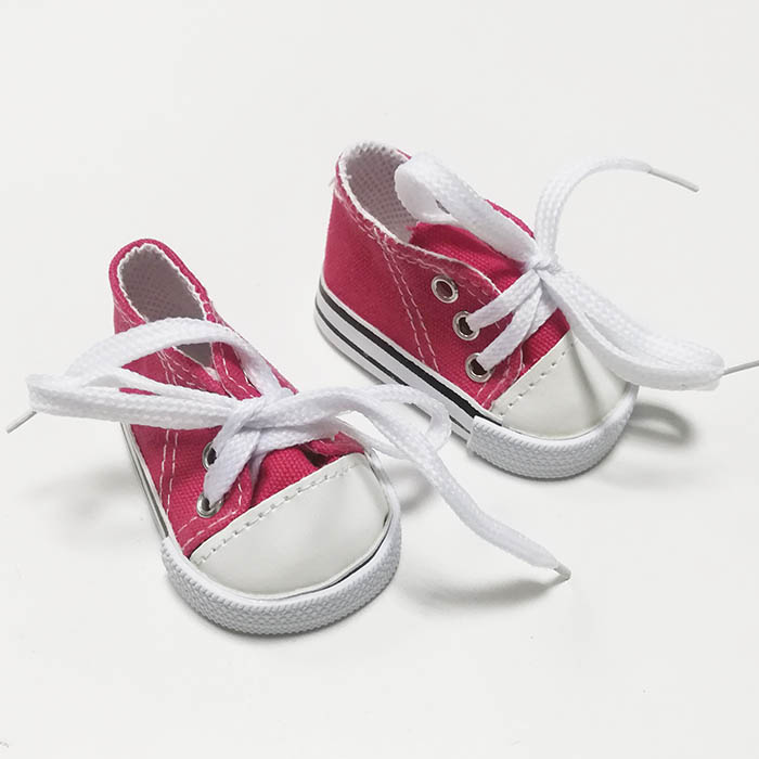 Кеды для кукол широкие на шнурках малиново-красные,7.5 см  