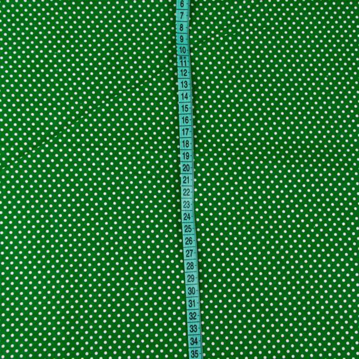 Ткань х/б в мелкий горошек зеленая