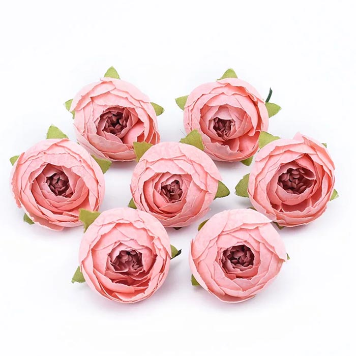 Цветок из ткани пион нежно розовый,4 см, цена за 1 шт 