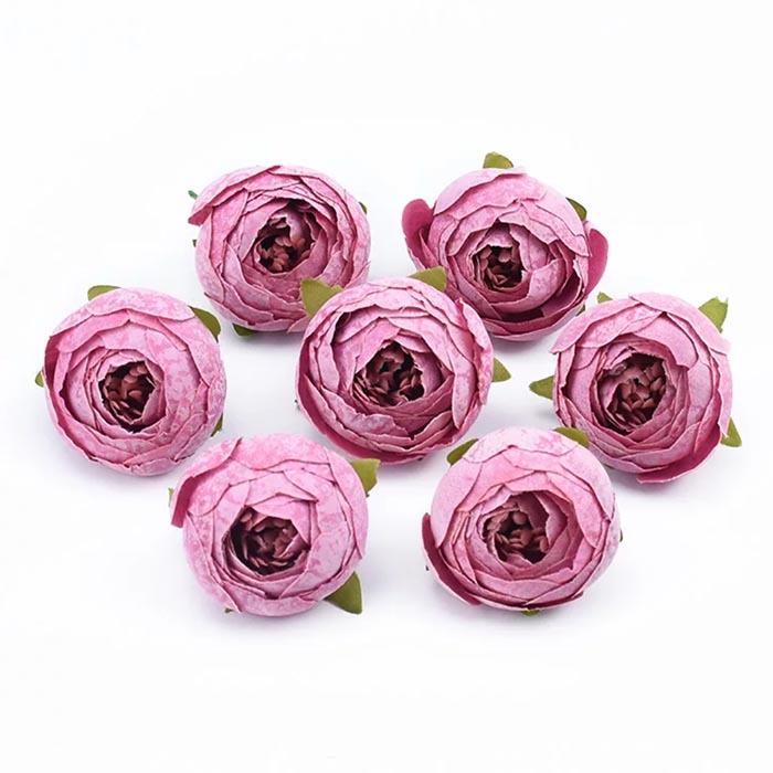 Цветок из ткани пион розовый,4 см, цена за 1 шт  