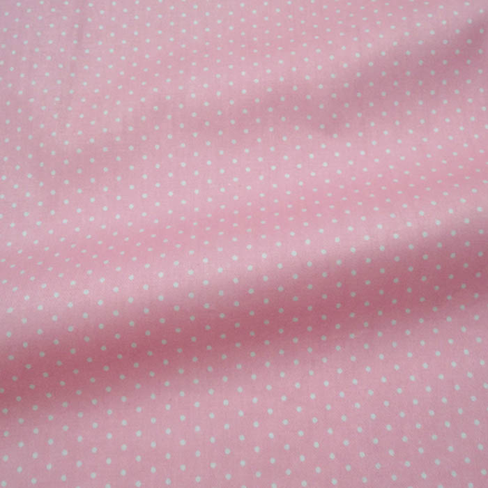 Ткань х/б мелкий розовый горошек сатин  