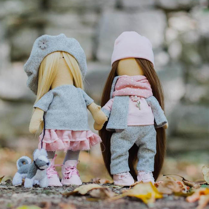 Интерьерные куклы «Подружки Вики и Ники- на прогулку» набор для шитья, 15,6 × 22.4 × 5.2 см