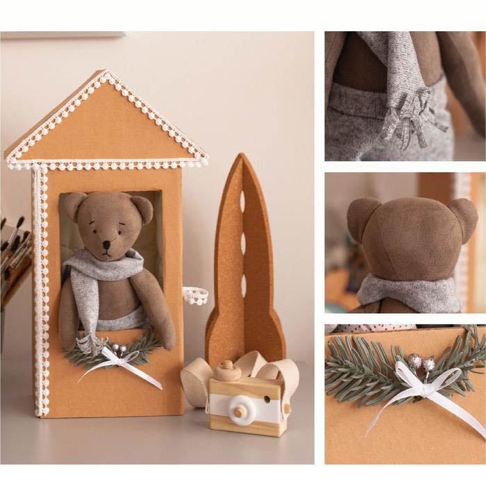 Мягкий мишка «Мартин» в домике, набор для шитья, 30 × 30 × 2 см
