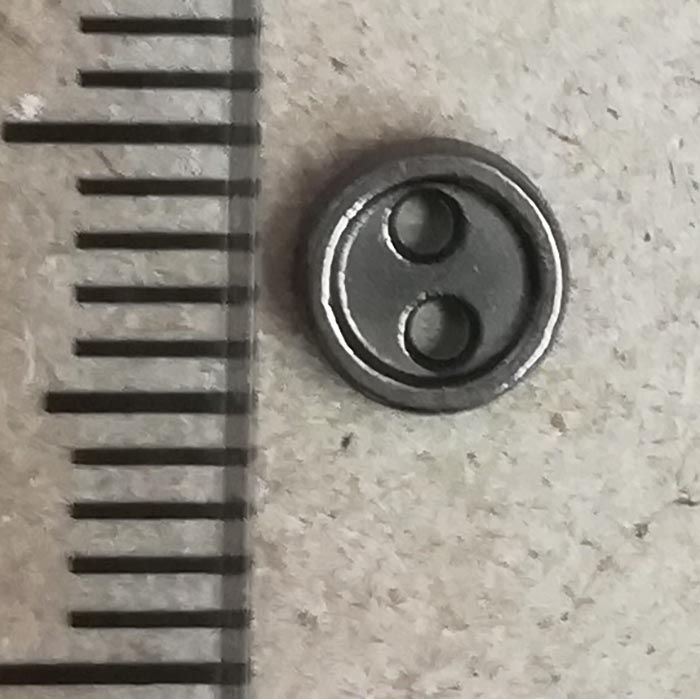 Пуговица металлическая  для кукольной одежды. Цвет "черненное серебро",5 мм 
