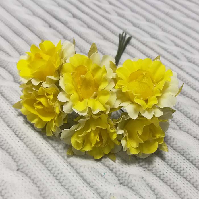 Букет тканевых цветочков желтого цвета,3 см 