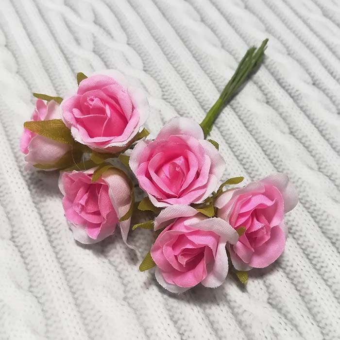 Букет тканевых розочек,розовый градиент,2.5 см      