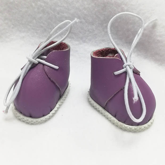 Ботиночки для кукол из натуральной кожи фиолетовые,3 см 