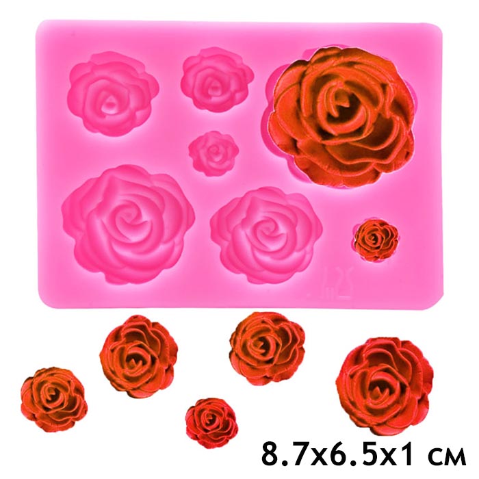 Молд  "7 роз разных размеров"  размер молда 8.7х6.5см (2)