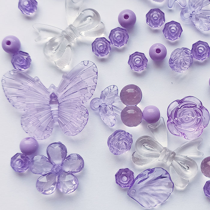 Набор бусин Beadia "Фиолетовый кристалл" 8-25 мм