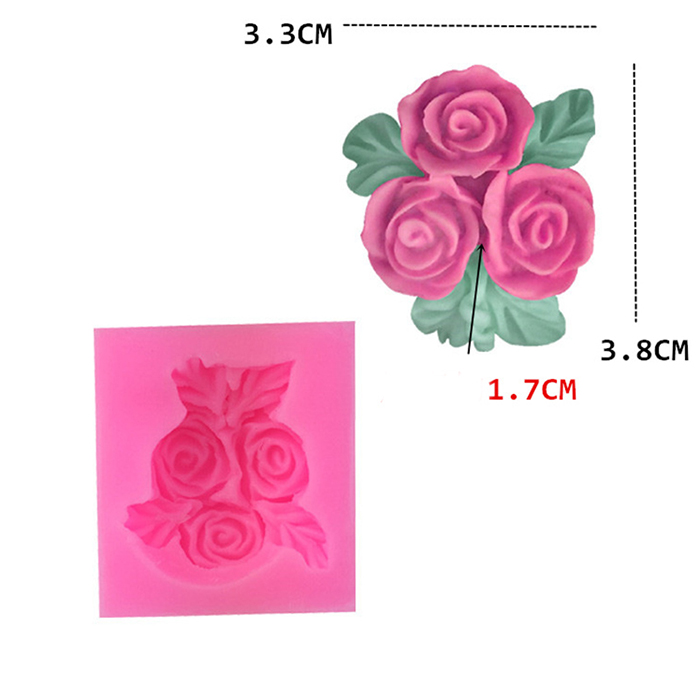 Молд силиконовый "Три розы" 3.3х3.8 см