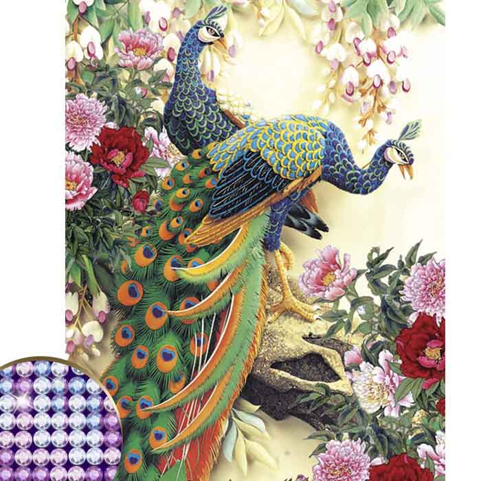 Алмазная мозаика "Павлин", 26 цвета.