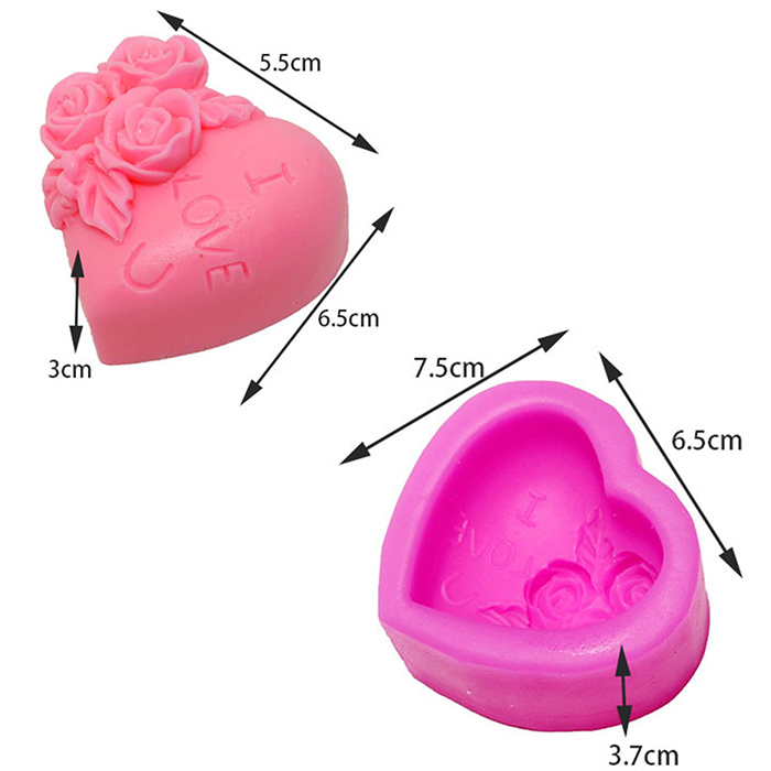 Молд силиконовый "Сердце с розами" 7.5х6.5 см