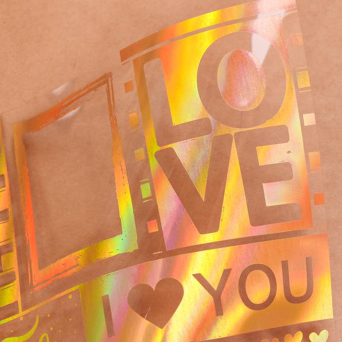 Ацетатный лист с фольгированием «Люблю тебя», 20 × 20 см  - 2