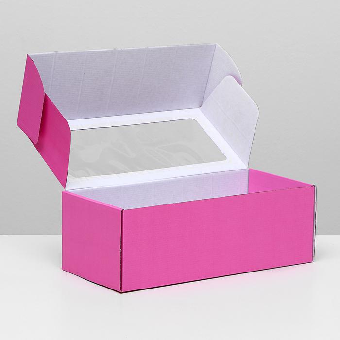 Коробка самосборная, с окном, вишнёвая, 16 х 35 х 12 см  - 1