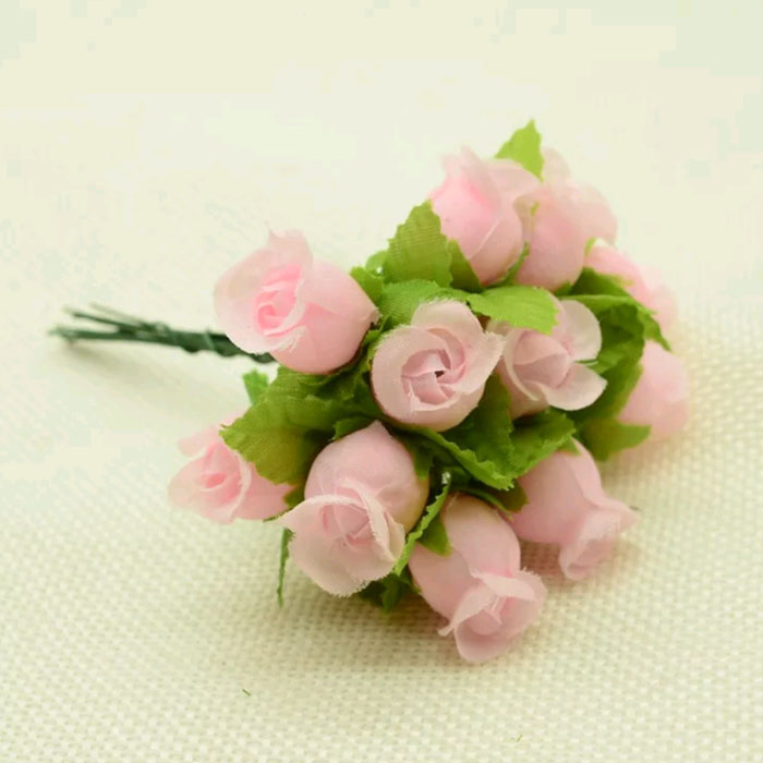 Букетик нежно-розовых розочек из шелка (2)