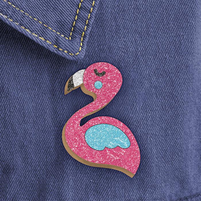 Набор для создания фрески-значка "Розовый фламинго"
