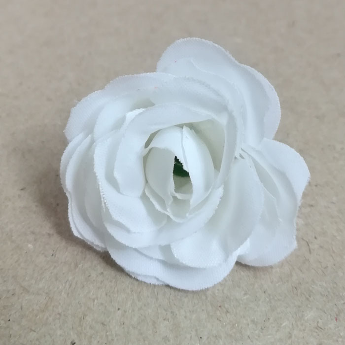 Тканевый цветок, роза белая,3 см   