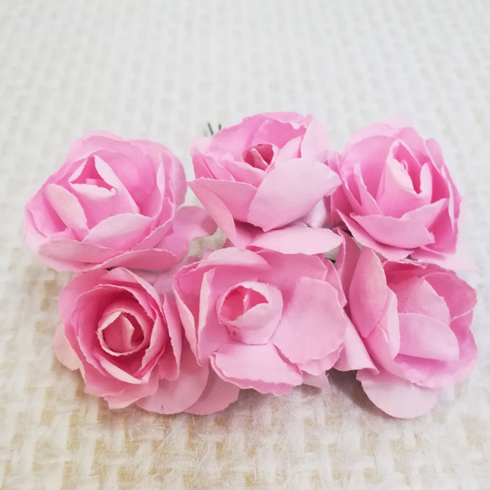 Букет бумажных роз розового цвета,3 см    