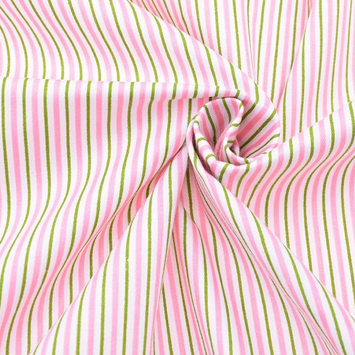 Ткань "Розовые и зеленые полоски на светлом фоне"     