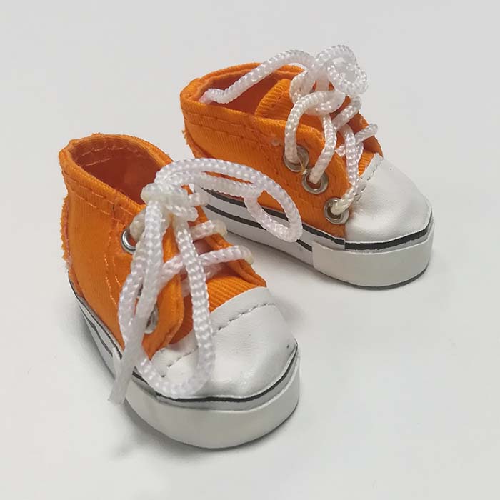 Кеды для кукол на шнурках оранжевые,6 см       