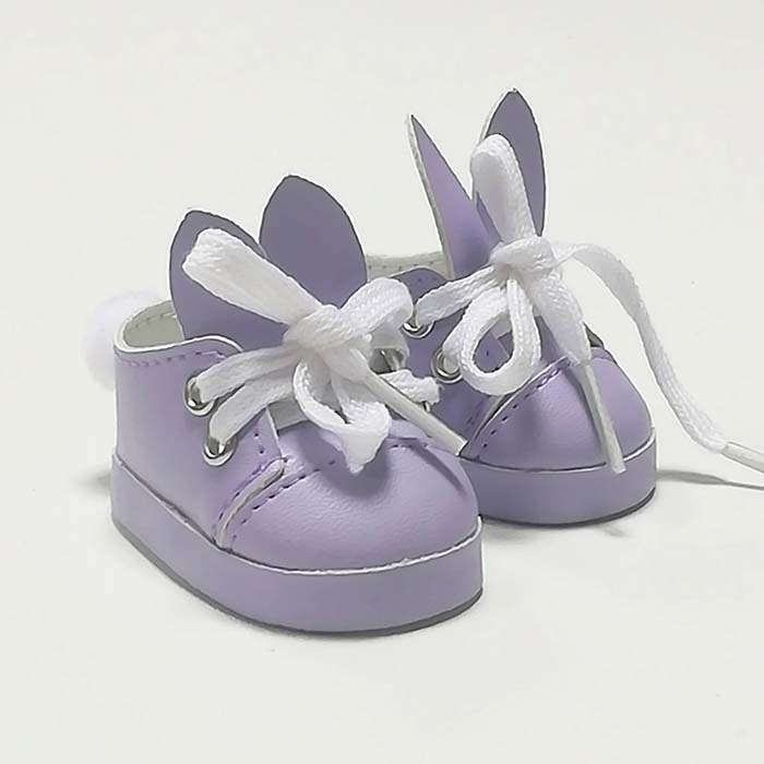Обувь для кукол "зайчики" сиреневого цвета,6.5 см 