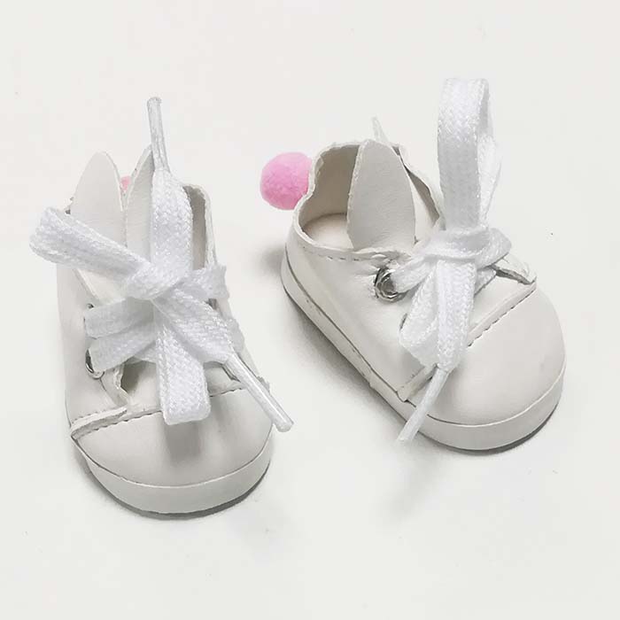 Обувь для кукол "зайчики" белого цвета,6,5 см    