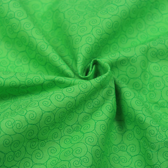 Ткань х/б "Очень мелкие завитки на зеленом фоне"   