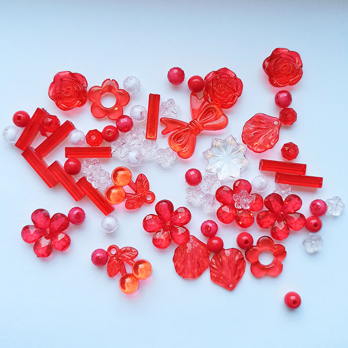 Набор бусин Beadia "Красный кристалл" 8-50 мм
